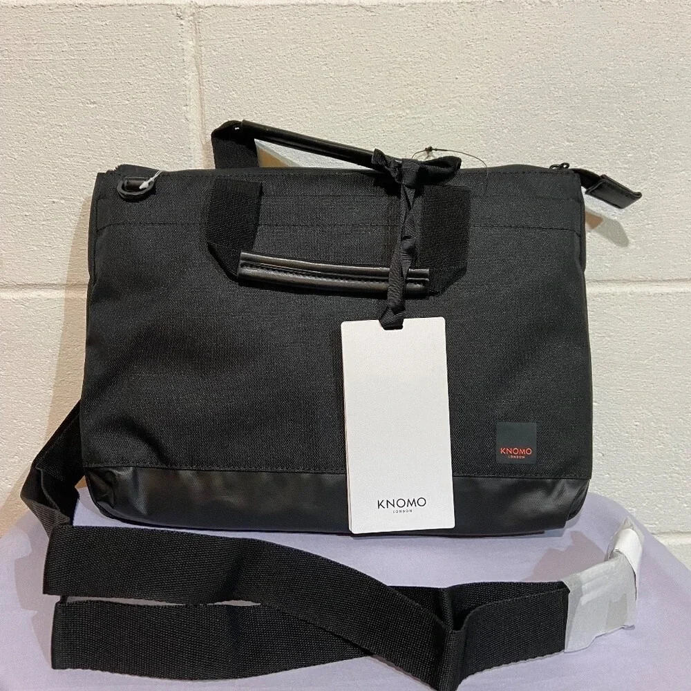 Knomo Shoreditch Unisex Laptop Case Black Top Zip Slim‎ Brief 12